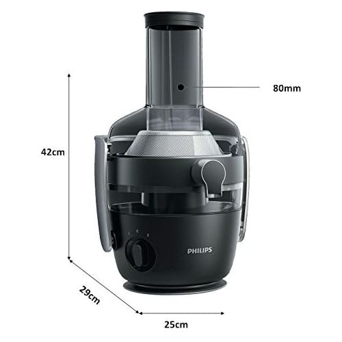 필립스 Philips HR1916/70 Juicer, QuickClean Technology, Pre Rinse Function, 2 Speeds, 900 W, Black