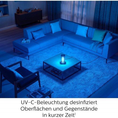 필립스 Philips UV C Disinfectant Table Lamp, 254 Nanometers, Wavelength, Ozone Free, Motion Sensor, Integrated Voice Guidance