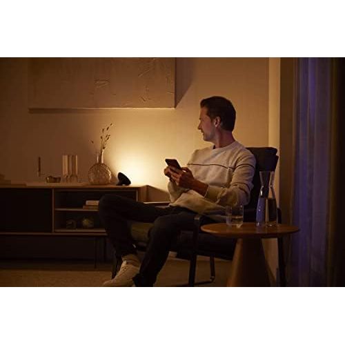 필립스 Philips Hue White and Colour Ambiance Bloom LED Table Lamp, Black, Dimmable, 16 Million Colours, App Control, Compatible With Amazon Alexa (Echo, Echo Dot)