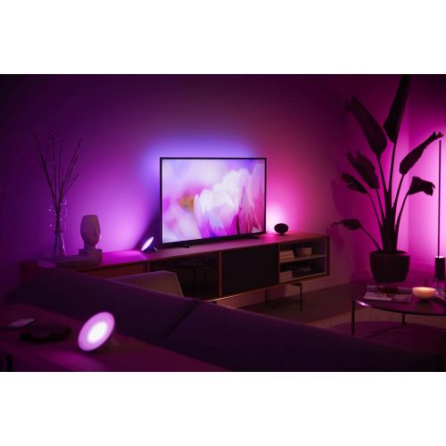 필립스 Philips Hue White and Colour Ambiance Bloom LED Table Lamp, Black, Dimmable, 16 Million Colours, App Control, Compatible With Amazon Alexa (Echo, Echo Dot)