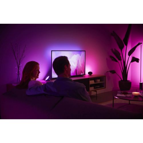 필립스 Philips Hue White and Colour Ambiance Bloom LED Table Lamp, Black, Dimmable, 16 Million Colours, App Control, Compatible With Amazon Alexa (Echo, Echo Dot)