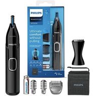 Philips NT5650/16 Nose and Ear Hair Trimmer Series 5000 for Nose and Ear Hair and Eyebrows Without Plucking (with Beard Comb and Precision Trimmer), Black/Grey