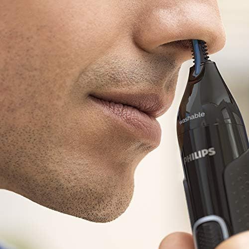 필립스 Philips NT5650/16 Nose and Ear Hair Trimmer Series 5000 for Nose and Ear Hair and Eyebrows Without Plucking (with Beard Comb and Precision Trimmer), Black/Grey