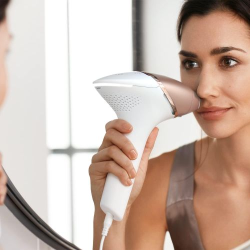 필립스 Philips Lumea Prestige IPL Hair Removal Device with SmartSkin Sensor, Four Intelligent Attachments for Armpits, Bikini Zone, Body and Face, BRI948/00