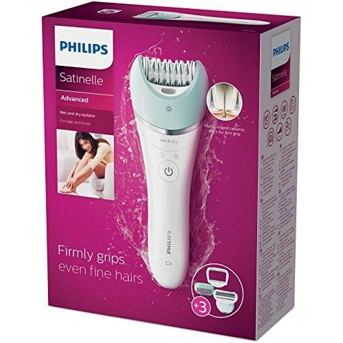 필립스 Philips Satinelle Prestige BRE620/00 Epilator Wet and Dry Epilator with Massage, Shaving and Trimming Attachment for Use on the Body, Especially the Legs for Long Lasting Smooth Sk