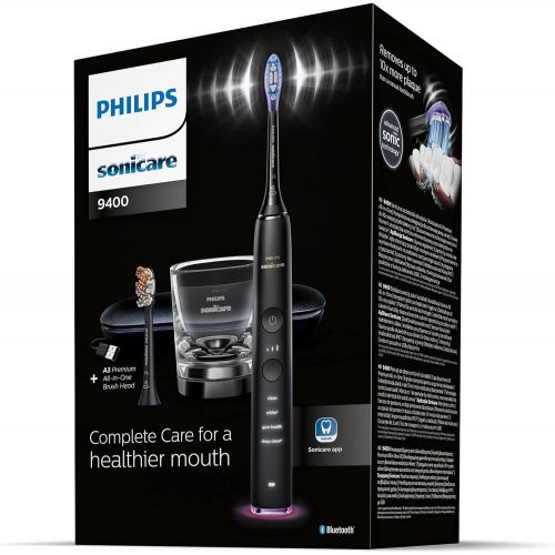 필립스 Philips Sonicare DiamondClean 9400 Electric Toothbrush with App HX9917/89, Networked Cleaning, Pressure Sensor, Intelligent Brush Head Detection, 4 Cleaning Programs, 3 Intensity L