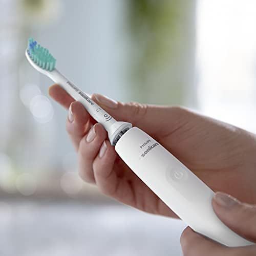 필립스 Philips Sonicare 3100 Series Electric Toothbrush with Sonic Technology Twin Pack with Pressure Sensor and Brush Head Indicator, HX3675/13, White