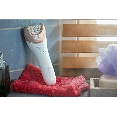 필립스 Philips Satinelle Prestige BRE650/00 Epilator Wet and Dry Epilator with 8 Accessories for Effortless Use on Legs, Body and Face for Long Lasting Smooth Skin