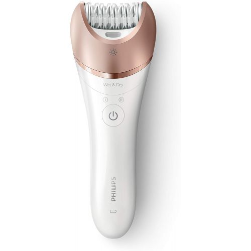 필립스 Philips Satinelle Prestige BRE650/00 Epilator Wet and Dry Epilator with 8 Accessories for Effortless Use on Legs, Body and Face for Long Lasting Smooth Skin