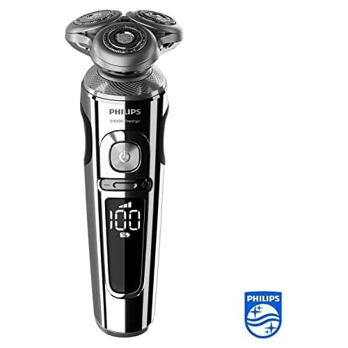 필립스 Philips Series 9000 Prestige Wet & Dry Electric Shaver with Qi Charging Pad, SmartClick Beard Styler and Cleaning Brush SP9863/14