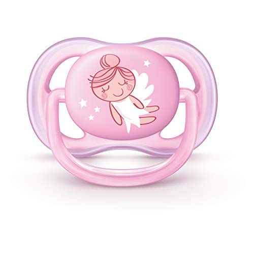 필립스 Philips Avent Ultra Air Dummies, 0 6 Months, Maximal Air Circulation, Twin Pack, with Motif Girls