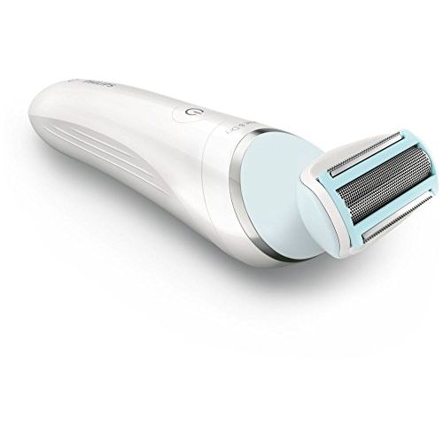 필립스 Philips SatinShave Advanced BRL130/00 Ladyshaver Electric Wet and Dry Shaver with Comb Attachment for Trimming, Spring Shaver for Even Shave, Thorough and Gentle, White/Light Blue