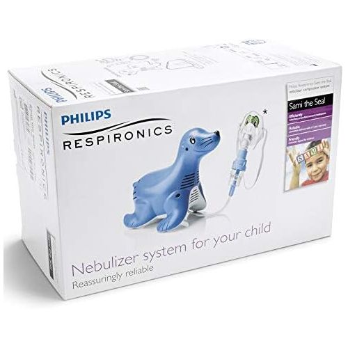 필립스 Philips Respironics Sami the Seal Compressor Nebuliser System with Reusable SideStream Nebuliser with Hose, Tucker the Turtle Mask, 5 Replacement Filters and Carry Bag, HH1304/00