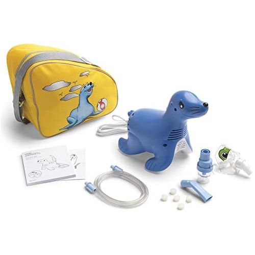 필립스 Philips Respironics Sami the Seal Compressor Nebuliser System with Reusable SideStream Nebuliser with Hose, Tucker the Turtle Mask, 5 Replacement Filters and Carry Bag, HH1304/00