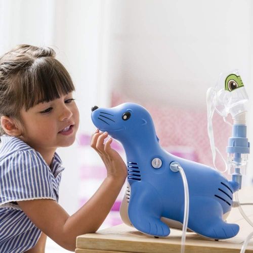 필립스 Philips Respironics Sami the Seal Compressor Nebuliser System with Reusable SideStream Nebuliser with Hose, Tucker the Turtle Mask, 5 Replacement Filters and Carry Bag, HH1304/00