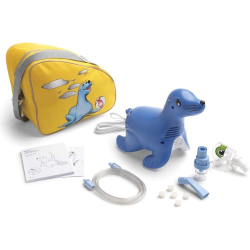 필립스 Philips Respironics Sami the Seal Compressor Nebuliser System with Reusable SideStream Nebuliser with Hose, Tucker the Turtle Mask, 5 Replacement Filters and Carry Bag, HH1304/00