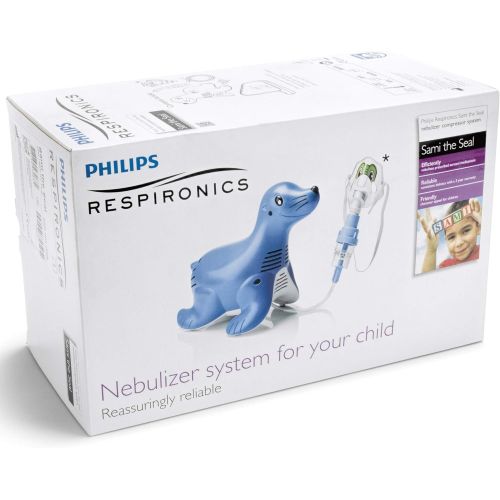 필립스 Philips Respironics Sami the Seal Compressor Nebuliser System with Reusable SideStream Nebuliser with Hose, Tucker the Turtle Mask, 5 Replacement Filters and Carry Bag, HH1304/00