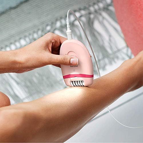 필립스 Philips Satinelle Essential Epilator Set BRP531/00 Smooth Skin for Weeks, 2 Speed Levels, Mini Epilator for Sensitive Areas, Tweezers for Fine Corrections, Pink/White