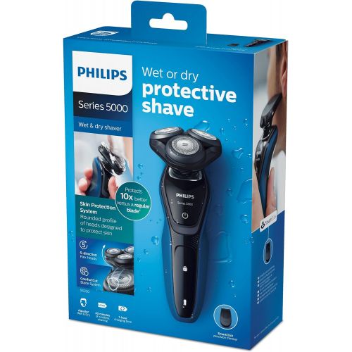필립스 Philips Shaver Series 5000 Wet and Dry Electric Shaver S525006 ComfortCut Blade System 5Direction Flex Heads SmartClick Precision Trimmer