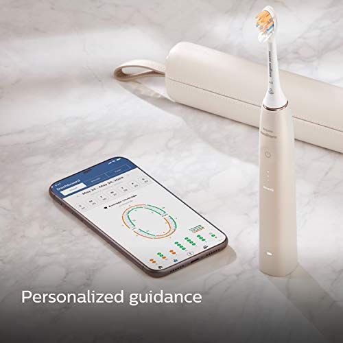 필립스 Philips Sonicare Power Electric Toothbrush 9900 Prestige with SenseIQ, Adapts, Care, AI Powered Sonicare App, USB Travel Case & Charging Station, UK 2 Pin Bathroom Plug, Midnight B