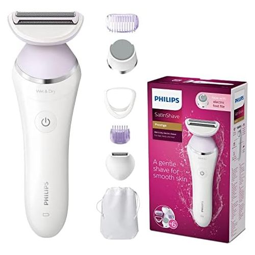 필립스 Philips SatinShave Prestige BRL175/00 womens electric wet and dry shaver, suitable for a gentle and close shave, waterproof, includes attachments for bikini zone, trimming and pedi