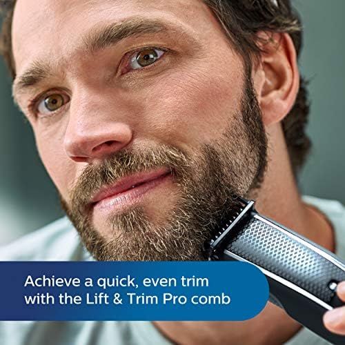 필립스 Philips Beard and Short Hair Trimmer for Men Series 5000, 40 Length Settings, 90 Minutes Runtime, Self Sharpening Blades, UK Plug with 3 Pins BT5502/13