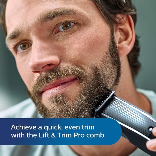 필립스 Philips Beard and Short Hair Trimmer for Men Series 5000, 40 Length Settings, 90 Minutes Runtime, Self Sharpening Blades, UK Plug with 3 Pins BT5502/13