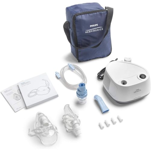 필립스 Philips InnoSpire Elegance Compressor Nebuliser System with Reusable SideStream Nebuliser with Hose, Children and Adult Mask, 4 Replacement Filters and Carry Bag, HHH1300/00