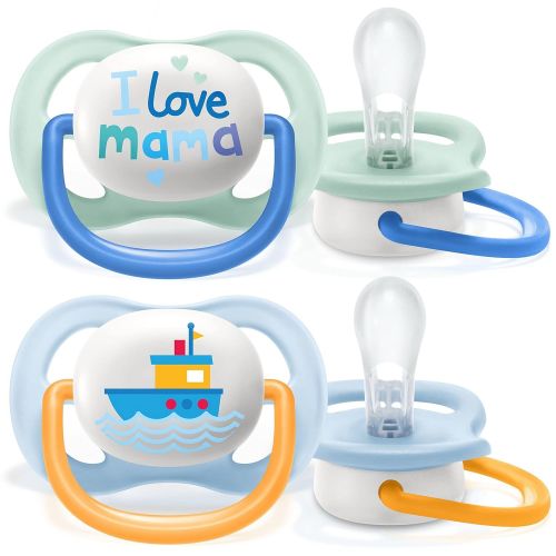 필립스 Philips Avent Dummy Ultra Air // New 2018 // 0 6 months // Set of 4 // Includes 2 Sterilised Transport Boxes