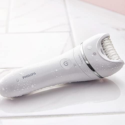 필립스 Philips Series 8000 BRE715/00 Epilierer fuer Frauen, Leistungsstarke und sanfte Epilation fuer bis zu 4 Wochen glatte Haut, inkl. 5 Aufsatze, kabellos mit Nass und Trockenfunktion