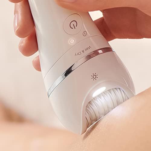 필립스 Philips Series 8000 BRE715/00 Epilierer fuer Frauen, Leistungsstarke und sanfte Epilation fuer bis zu 4 Wochen glatte Haut, inkl. 5 Aufsatze, kabellos mit Nass und Trockenfunktion