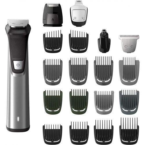 필립스 Philips Norelco MG7750/49 Multigroom Series 7000 23 Piece Trimmer for Face, Hair and Body, Beard Trimmer, Body Trimmer, Hair Trimmer with Reinforced Protection, Waterproof, Stainle