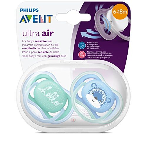 필립스 Philips Avent Ultra Air Soothers for Infants between 6 18 Months Maximum Air Circulation Twin Pack with Motif Boys