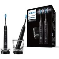 Philips Sonicare DiamondClean 9000 Electric Toothbrush Double Pack HX9914/54 2 Sonic Toothbrushes with 4 Cleaning Programs, Timer and Charging Glass, New Generation, Black + Blac