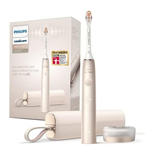 필립스 Philips Sonicare Prestige 9900 Our Most Advanced Electric Toothbrush HX9992/11 with SenseIQ All in One Brush Head Artificial Intelligence in the Philips Sonicare App Colour: Champa