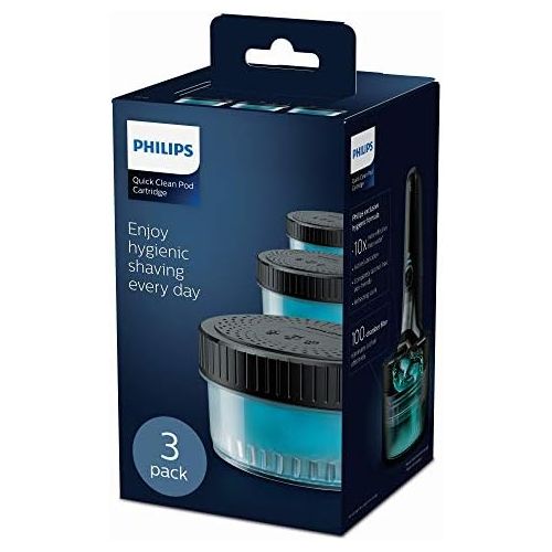 필립스 Philips Quick Clean CC13/50 Cleaning Cartridge, Pack of 3, Hygienic Cleaning for up to 9 Months, Compatible with Philips Series 7000 (S77xx) and 5000 (S55xx)
