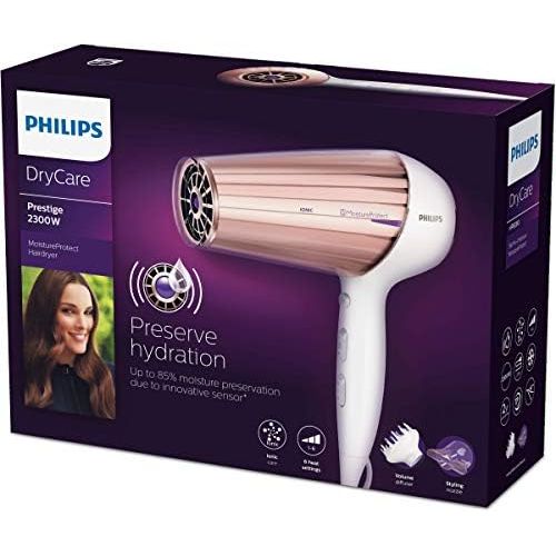 필립스 Philips DryCare Prestige hair dryer with MoistureProtect sensor HP8280 / 00, 2300 W, DC motor and 2 attachments