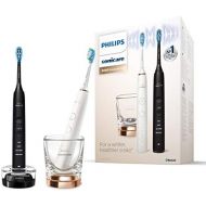 Philips Sonicare DiamondClean 9000 Electric Toothbrush Double Pack HX9914/57 2 Sonic Toothbrushes with 4 Cleaning Programs, Timer and Charging Glass, New Generation, Black + Rose
