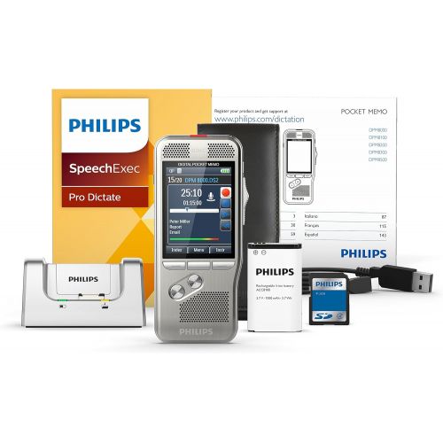 필립스 Philips DPM800001 Digital Pocket Memo with Speech Exec Pro Dictation Software and SR Module