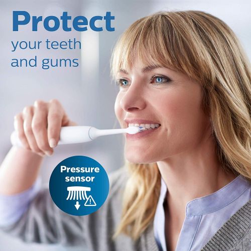 필립스 Philips Sonicare Protective Clean 6100 Whitening Rechargeable Electric Toothbrush With Pressure Sensor and Intensity Settings, Hx687149, Navy Blue, 1 Count