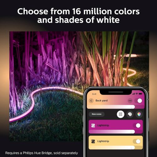 필립스 Philips Hue White & Color Ambiance Outdoor LightStrip 5m16ft (Requires Hue Hub, Compatible with Amazon Alexa Apple HomeKit and Google Assistant)