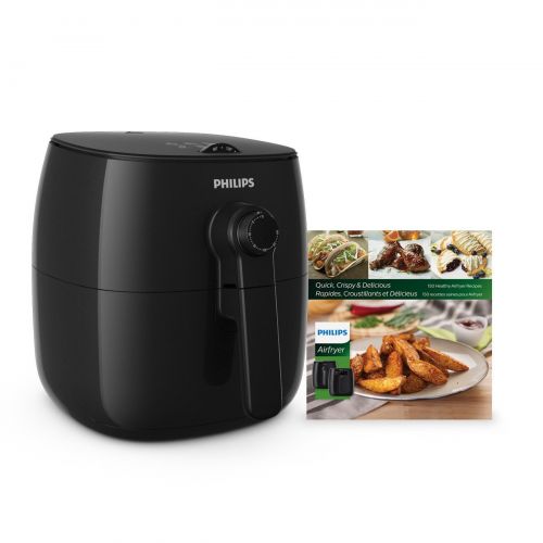 필립스 Philips HD962199 Viva Turbostar Frustration Free Airfryer (1.8lb2.75qt), Black Analog with Cookbook