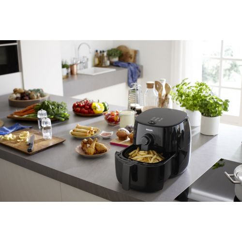 필립스 Philips HD962199 Viva Turbostar Frustration Free Airfryer (1.8lb2.75qt), Black Analog with Cookbook