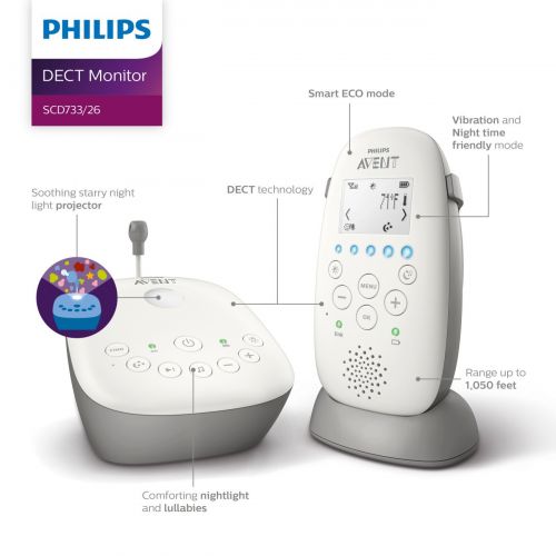 필립스 Philips AVENT Philips Avent Dect Audio Baby Monitor with Starry Night Projector SCD73086