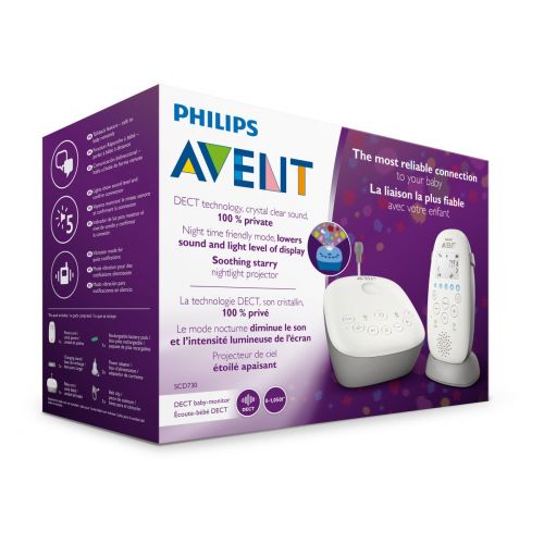 필립스 Philips AVENT Philips Avent Dect Audio Baby Monitor with Starry Night Projector SCD73086