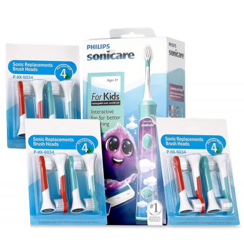 필립스 Philips Sonicare for Kids Rechargeable Electric Toothbrush HX6321/02 Bundle with Sonic Kids...