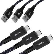 Philips Micro USB Cable, USB-A to Micro USB Black Braided Nylon Charging Cable, 6Ft, 40X Stronger, Compatible with Samsung Galaxy S6 S7 J7 Note 5, LG, Kindle, Xbox, PS4, Kindle, DL