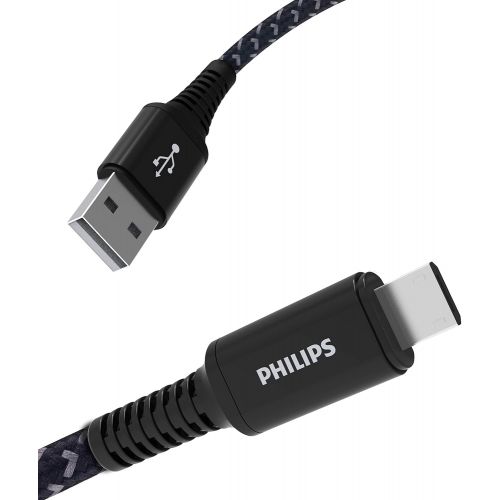 필립스 Philips Micro USB Cable, USB-A to Micro USB Black Braided Nylon Charging Cable, 6Ft, 40X Stronger, Compatible with Samsung Galaxy S6 S7 J7 Note 5, LG, Kindle, Xbox, PS4, Kindle, DL