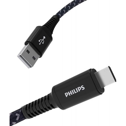 필립스 Philips Micro USB Cable, 3 Pack, USB-A to Micro USB Black Braided Nylon Charging Cable, 6Ft, 40X Stronger, Compatible with Samsung Galaxy S6 S7 J7 Note 5, LG, Kindle, Xbox, PS4, Ki