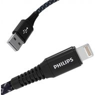 Philips Lightning Cable, USB-A to Lightning Connector Black Braided Nylon Charging Cable, 6Ft, 40X Stronger, Apple MFi Certified, Compatible with iPhone Xs/Max/XR/X/ 8/Plus, DLC430